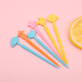 10 Piezas Palillos De Dientes Para Ni?os Tenedor De Fruta De Dibujos Animados Tenedores De Resina Reutilizable (Personalizado)