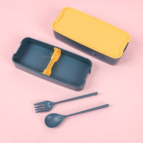 Fiambrera Con Compartimento Rectangular Caja De Almuerzo Aislada Dos Pisos Lunch Box Lonchera Con Cubiertos (Personalizado)