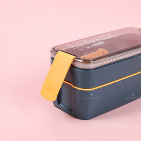 Fiambrera Con Compartimento Rectangular Caja De Almuerzo Aislada Dos Pisos Lunch Box Lonchera Con Cubiertos (Personalizado)