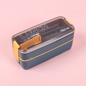 Fiambrera Con Compartimento Rectangular Caja De Almuerzo Aislada Dos Pisos Lunch Box Lonchera Con Cubiertos (Personalizado)