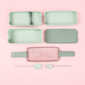 900ML Fiambrera Con Compartimento Rectangular Caja De Almuerzo Aislada Tres Pisos Lunch Box Lonchera Con Cubiertos (Personalizado)