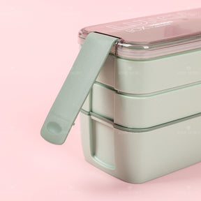 900ML Fiambrera Con Compartimento Rectangular Caja De Almuerzo Aislada Tres Pisos Lunch Box Lonchera Con Cubiertos (Personalizado)