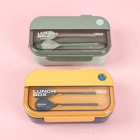 1100ML Fiambrera Con Compartimento Rectangular Caja De Almuerzo Aislada Portátil Lunch Box Lonchera Con Cubiertos (Personalizado)