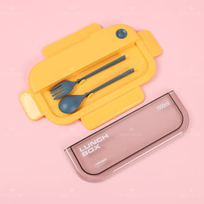 1100ML Fiambrera Con Compartimento Rectangular Caja De Almuerzo Aislada Portátil Lunch Box Lonchera Con Cubiertos (Personalizado)