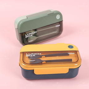 1100ML Fiambrera Con Compartimento Rectangular Caja De Almuerzo Aislada Portátil Lunch Box Lonchera Con Cubiertos (Personalizado)