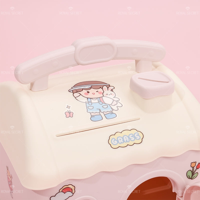 Dibujos Animados Caba?a Shape Cajón Con Pegatinas (Personalizado)