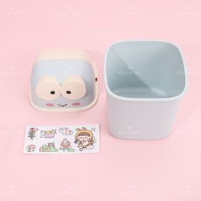 Frog Shape Flip Desktop Bin Con Pegatinas (Personalizado)