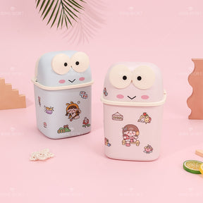 Frog Shape Flip Desktop Bin Con Pegatinas (Personalizado)