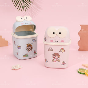Frog Shape Flip Desktop Bin Con Pegatinas (Personalizado)