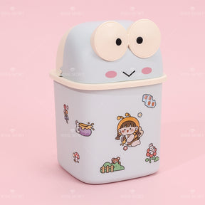 Frog Shape Flip Desktop Bin Con Pegatinas (Personalizado)