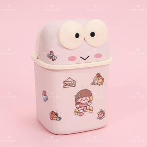 Frog Shape Flip Desktop Bin Con Pegatinas (Personalizado)