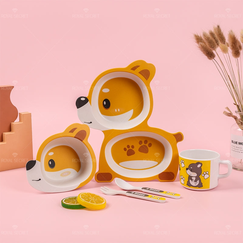 Plato llano Infantil De Fibra De Bambú Plato Con Forma De Shiba Inu (Personalizado)