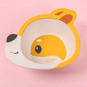 Plato llano Infantil De Fibra De Bambú Plato Con Forma De Shiba Inu (Personalizado)