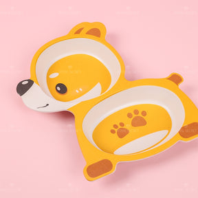 Plato llano Infantil De Fibra De Bambú Plato Con Forma De Shiba Inu (Personalizado)