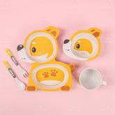 Plato llano Infantil De Fibra De Bambú Plato Con Forma De Shiba Inu (Personalizado)