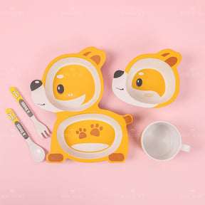 Plato llano Infantil De Fibra De Bambú Plato Con Forma De Shiba Inu (Personalizado)