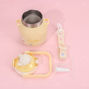 780ML Taza Termo de gran capacidad para ni?os, taza de agua termo con gran barriga de animales de dibujos animados (Personalizado)
