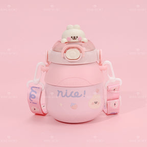 780ML Taza Termo de gran capacidad para ni?os, taza de agua termo con gran barriga de animales de dibujos animados (Personalizado)