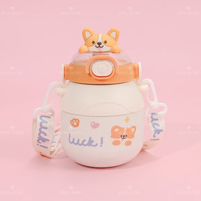 780ML Taza Termo de gran capacidad para ni?os, taza de agua termo con gran barriga de animales de dibujos animados (Personalizado)