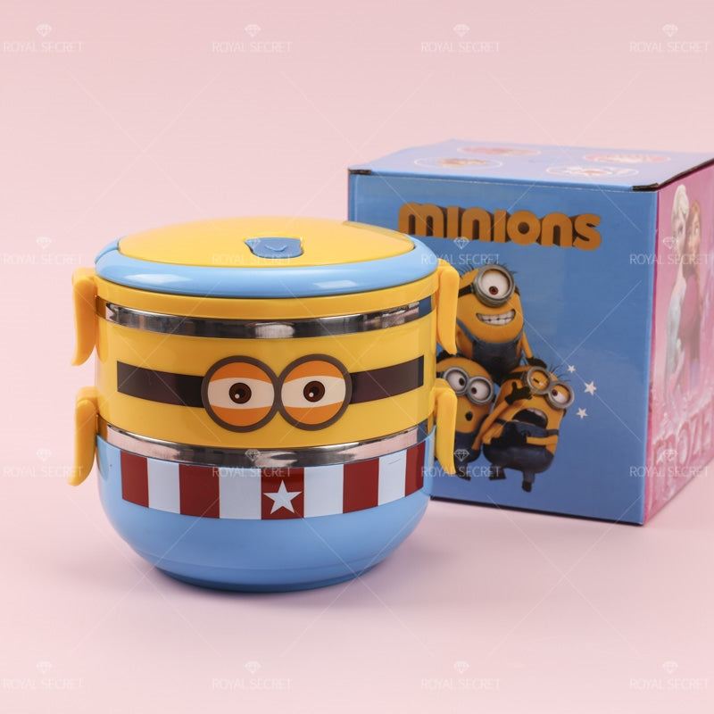 Lindo Caja De Almuerzo De Dibujos Animados Fiambrera De Comida De 2 Niveles Lunch Box Ni?o Portátil Lonchera(Personalizado)