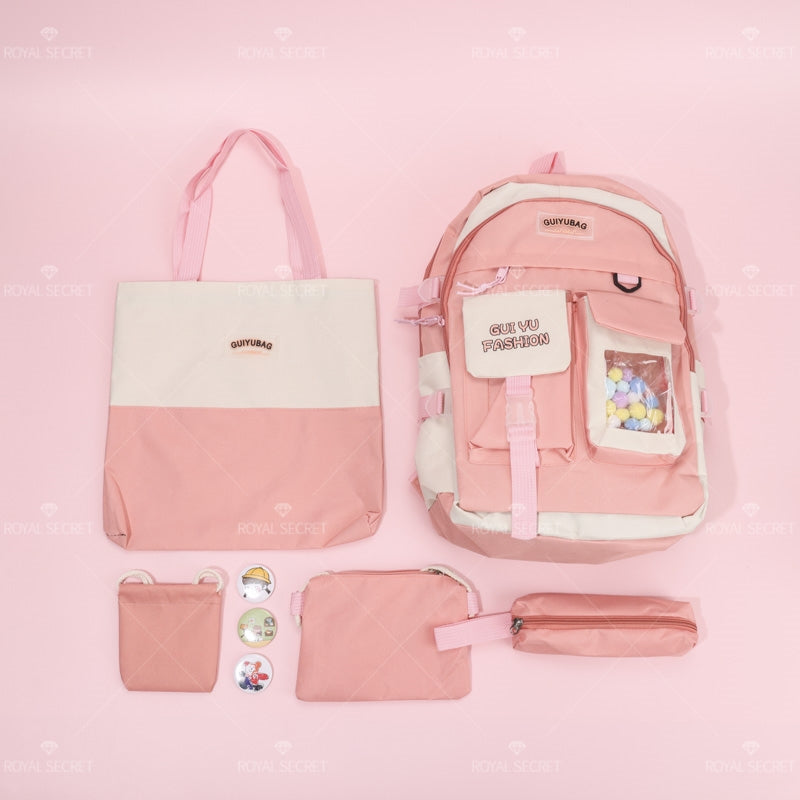 Mochila de estudiante de gran capacidad Patchwork mochila backpack (Personalizado)