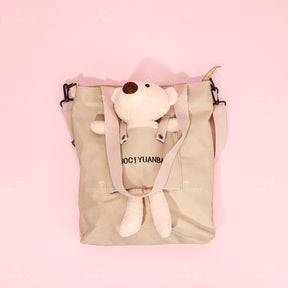 Bonito cartoon bear tote bag color sólido una bolsa de hombro（Mayoreo）