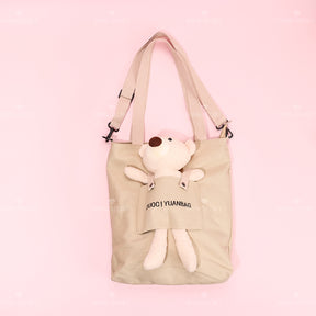 Bonito cartoon bear tote bag color sólido una bolsa de hombro（Mayoreo）