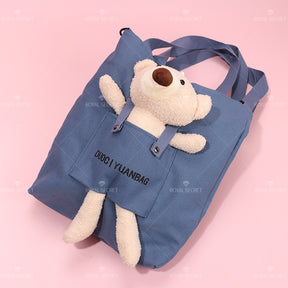 Bonito cartoon bear tote bag color sólido una bolsa de hombro（Mayoreo）