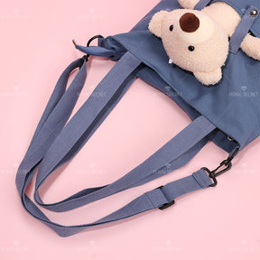Bonito cartoon bear tote bag color sólido una bolsa de hombro（Mayoreo）