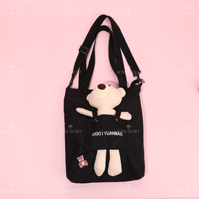 Bonito cartoon bear tote bag color sólido una bolsa de hombro（Mayoreo）