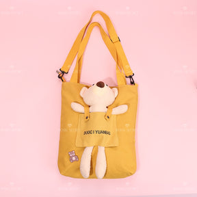 Bonito cartoon bear tote bag color sólido una bolsa de hombro（Mayoreo）