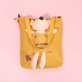 Bonito cartoon bear tote bag color sólido una bolsa de hombro（Mayoreo）