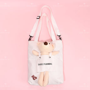 Bonito cartoon bear tote bag color sólido una bolsa de hombro（Mayoreo）