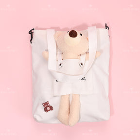 Bonito cartoon bear tote bag color sólido una bolsa de hombro（Mayoreo）