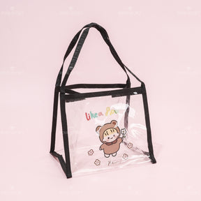 Lindos dibujos animados animal print lady tote bag bolso de almacenamiento transparente portátil（Mayoreo）