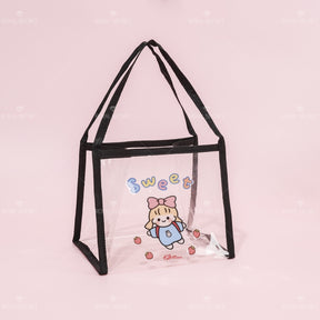Lindos dibujos animados animal print lady tote bag bolso de almacenamiento transparente portátil（Mayoreo）
