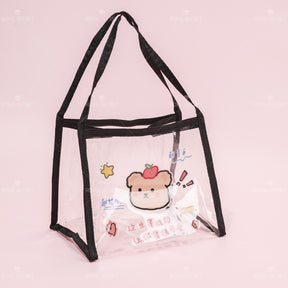 Lindos dibujos animados animal print lady tote bag bolso de almacenamiento transparente portátil（Mayoreo）
