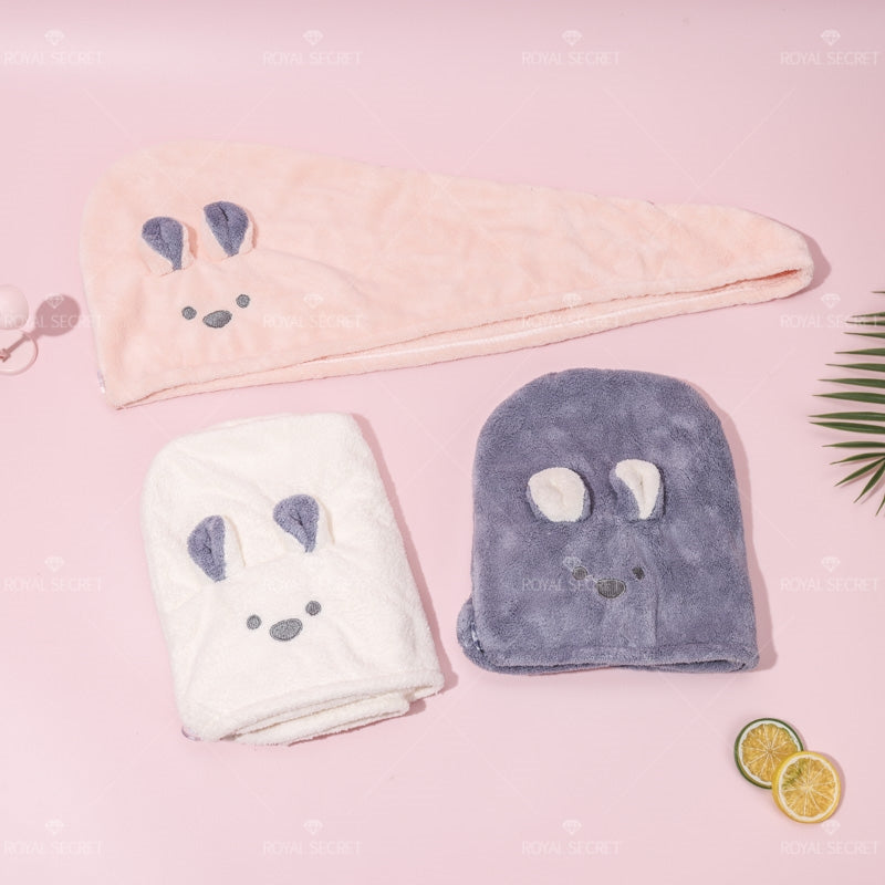 Cartoon bunny elástico sombrero de pelo seco Gorro de ba?o lindo para mujeres (Personalizado)