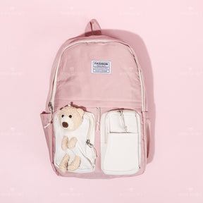 Mochila de estudiante de gran capacidad bear doll backpack (Personalizado)
