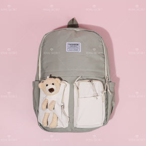 Mochila de estudiante de gran capacidad bear doll backpack (Personalizado)
