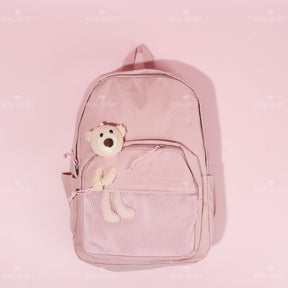 Mochila de estudiante de gran capacidad bear doll backpack (Personalizado)