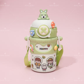500ML Taza con aislamiento de acero inoxidable para ni?os, taza de agua con animales de dibujos animados bonitos (Personalizado)