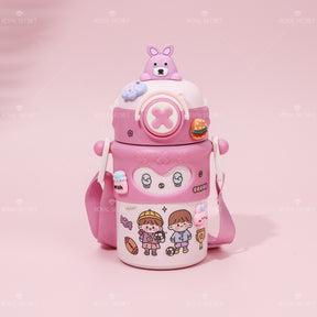 500ML Taza con aislamiento de acero inoxidable para ni?os, taza de agua con animales de dibujos animados bonitos (Personalizado)