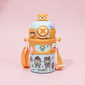 500ML Taza con aislamiento de acero inoxidable para ni?os, taza de agua con animales de dibujos animados bonitos (Personalizado)