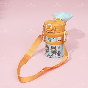 500ML Taza con aislamiento de acero inoxidable para ni?os, taza de agua con animales de dibujos animados bonitos (Personalizado)