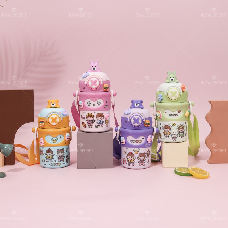 500ML Taza con aislamiento de acero inoxidable para ni?os, taza de agua con animales de dibujos animados bonitos (Personalizado)