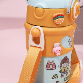 500ML Taza con aislamiento de acero inoxidable para ni?os, taza de agua con animales de dibujos animados bonitos (Personalizado)