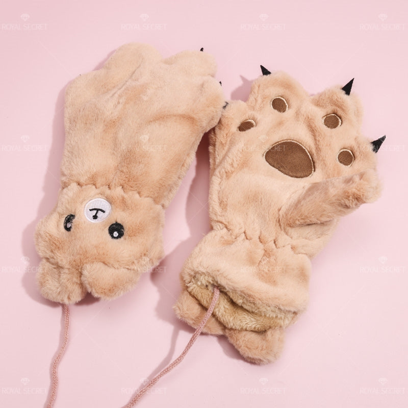 Guantes de algodón de felpa para se?oras impreso guantes calientes oso (Personalizado)
