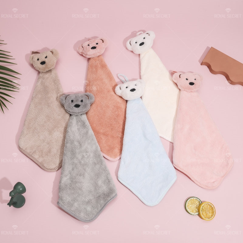 Lindo coral fleece toalla de lavado de manos de oso Pa?uelo cuadrado de secado rápido (Personalizado)