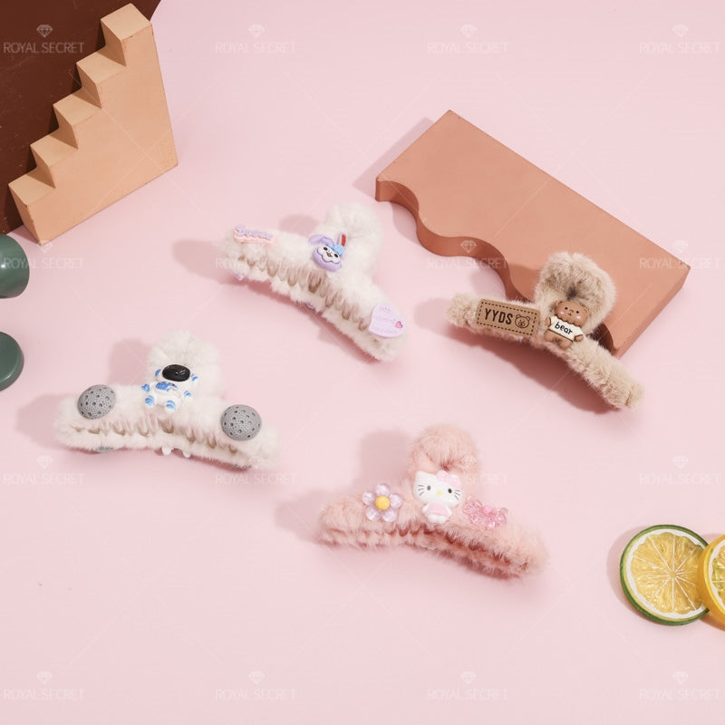 4 pcs Peluche accesorios de pelo cartoon hairpin (Personalizado)